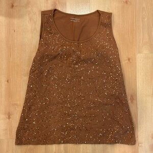 Charter Club brown color sequence tank top size medium